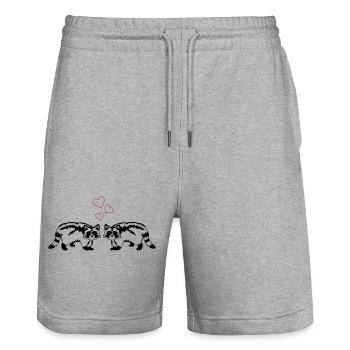 Raccoons in love - Stanley/Stella Trainer Unisex Organic Jogging Shorts - heather grey - Front - Nik (191cm) & Marisol (170cm)