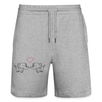 elefanten verliebt - Stanley/Stella Unisex Bio Joggingshorts Trainer  - Grau meliert - Vorne - Nik (191cm) & Marisol (170cm)