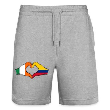 Irland Kolumbien Flagge Hände Herzform - Stanley/Stella Unisex Bio Joggingshorts Trainer  - Grau meliert - Vorne - Nik (191cm) & Marisol (170cm)
