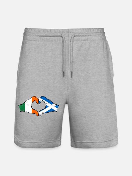 Ireland Scotland Hands Heart Shape Used - Stanley/Stella Trainer Unisex Organic Jogging Shorts - heather grey