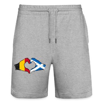Belgique Ecosse Mains Forme Coeur Utilisé - Short de jogging bio TRAINER Stanley/Stella unisexe - gris chiné - Devant - Nik (191cm) & Marisol (170cm)