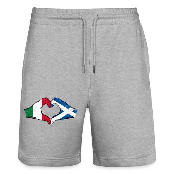 Italie Ecosse Mains Coeur Forme Utilisé - Short de jogging bio TRAINER Stanley/Stella unisexe - gris chiné - Devant - Nik (191cm) & Marisol (170cm)