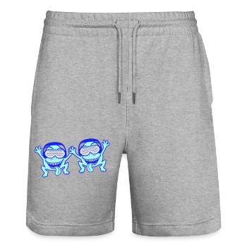 2 DJ Party Horror Monster Alien Alien Team - Stanley/Stella Trainer Unisex Organic Jogging Shorts - heather grey - Front - Nik (191cm) & Marisol (170cm)