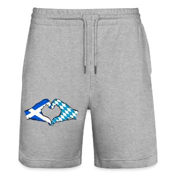 Ecosse Bavière Mains Coeur Forme - Short de jogging bio TRAINER Stanley/Stella unisexe - gris chiné - Devant - Nik (191cm) & Marisol (170cm)