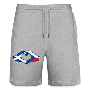 Ecosse République Tchèque Mains Coeur Forme - Short de jogging bio TRAINER Stanley/Stella unisexe - gris chiné - Devant - Nik (191cm) & Marisol (170cm)