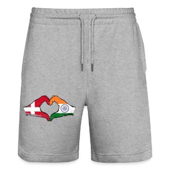 Dänemark Indien Hände Herzform used - Stanley/Stella Unisex Bio Joggingshorts Trainer  - Grau meliert - Vorne - Nik (191cm) & Marisol (170cm)