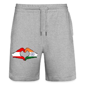 Austria India hands heart shape - Stanley/Stella Trainer Unisex Organic Jogging Shorts - heather grey - Front - Nik (191cm) & Marisol (170cm)
