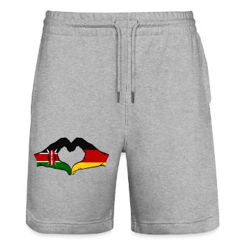 Kenya Germany Hands Heart Shape - Stanley/Stella Trainer Unisex Organic Jogging Shorts - heather grey - Front - Nik (191cm) & Marisol (170cm)