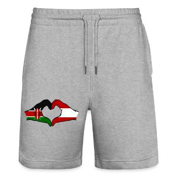 Kenia Österreich Hände Herzform - Stanley/Stella Unisex Bio Joggingshorts Trainer  - Grau meliert - Vorne - Nik (191cm) & Marisol (170cm)