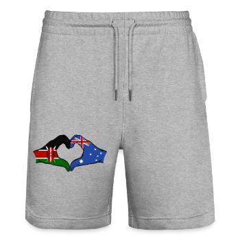 Kenia Australien Hände Herzform - Stanley/Stella Unisex Bio Joggingshorts Trainer  - Grau meliert - Vorne - Nik (191cm) & Marisol (170cm)