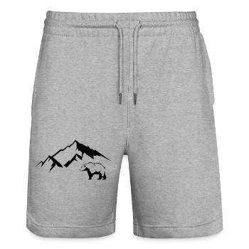 Bear Mountains - Stanley/Stella Trainer Unisex Organic Jogging Shorts - heather grey - Front - Nik (191cm) & Marisol (170cm)
