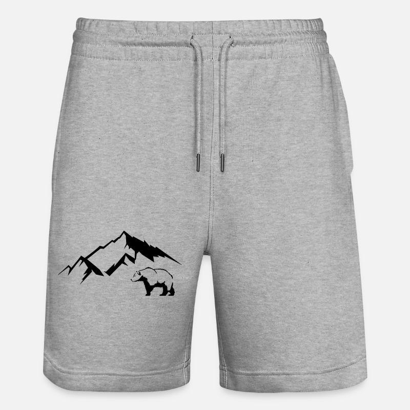 bär berge - Stanley/Stella Unisex Bio Joggingshorts Trainer  - Grau meliert