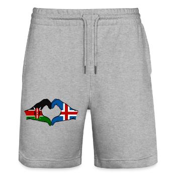 Kenya Islande mains forme de coeur - Short de jogging bio TRAINER Stanley/Stella unisexe - gris chiné - Devant - Nik (191cm) & Marisol (170cm)