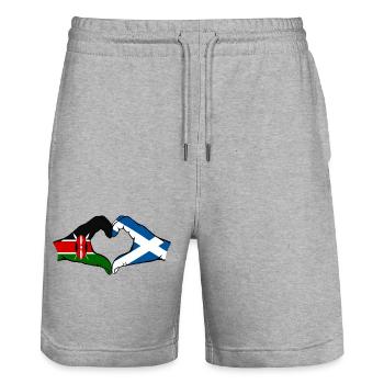 Kenya Ecosse mains en forme de coeur - Short de jogging bio TRAINER Stanley/Stella unisexe - gris chiné - Devant - Nik (191cm) & Marisol (170cm)