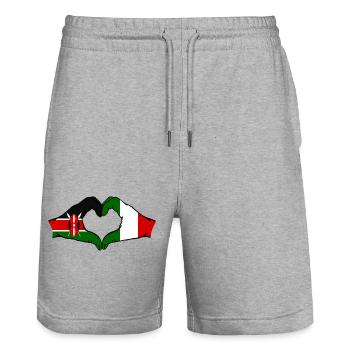 Kenia Italien Hände Herzform - Stanley/Stella Unisex Bio Joggingshorts Trainer  - Grau meliert - Vorne - Nik (191cm) & Marisol (170cm)