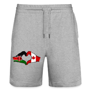 Kenya Canada Hands Heart Shape - Stanley/Stella Trainer Unisex Organic Jogging Shorts - heather grey - Front - Nik (191cm) & Marisol (170cm)
