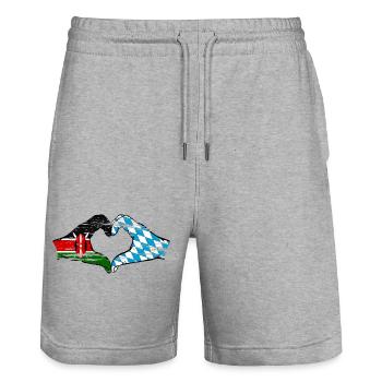Kenya Bavaria hands heart shape used - Stanley/Stella Trainer Unisex Organic Jogging Shorts - heather grey - Front - Nik (191cm) & Marisol (170cm)