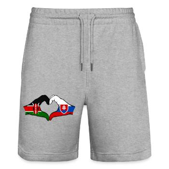 Kenya Slovakia Hands Heart Shape - Stanley/Stella Trainer Unisex Organic Jogging Shorts - heather grey - Front - Nik (191cm) & Marisol (170cm)