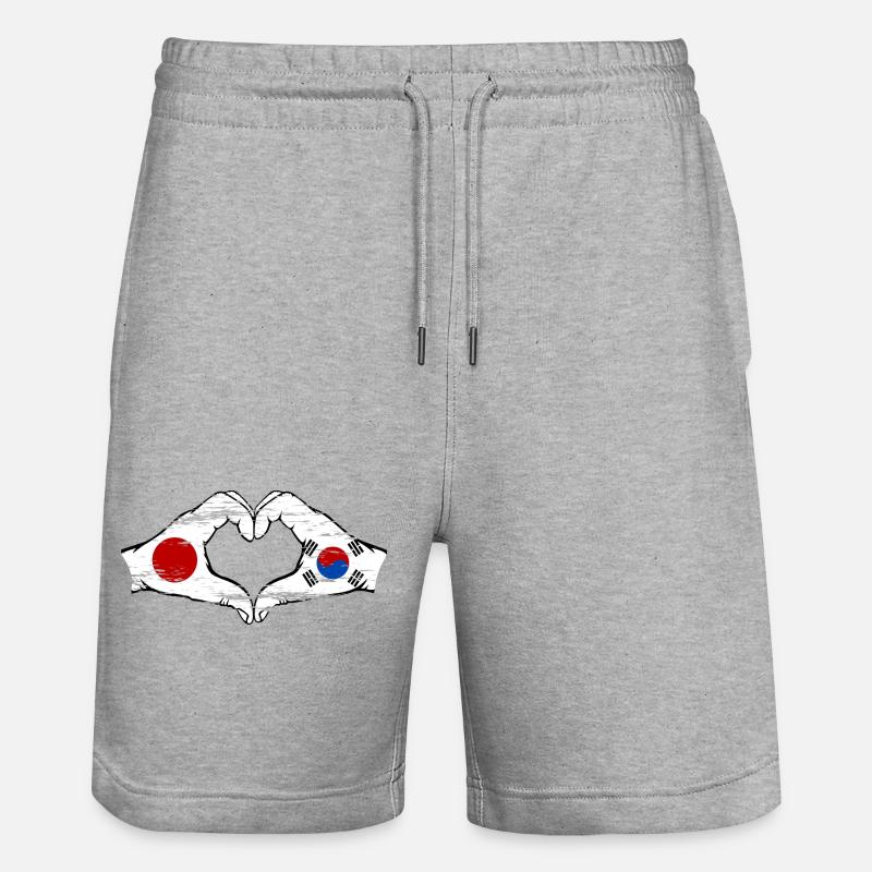 Japon Corée du Sud Mains Coeur Forme Utilisé - Short de jogging bio TRAINER Stanley/Stella unisexe - gris chiné