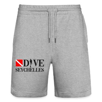 Dive Seychelles - Indian Ocean - Stanley/Stella Trainer Unisex Organic Jogging Shorts - heather grey - Front - Nik (191cm) & Marisol (170cm)