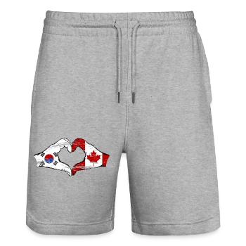 Corée du Sud Canada Mains Forme de Coeur Utilisé - Short de jogging bio TRAINER Stanley/Stella unisexe - gris chiné - Devant - Nik (191cm) & Marisol (170cm)