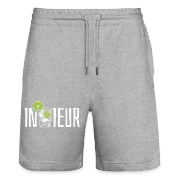 Gin Ingenieur - In Gin ieur - Wortspiel - Stanley/Stella Unisex Bio Joggingshorts Trainer  - Grau meliert - Vorne - Nik (191cm) & Marisol (170cm)