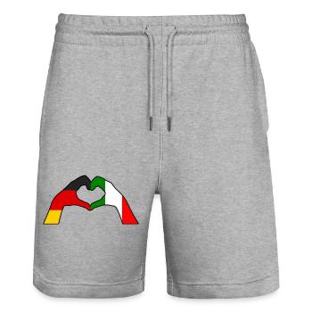 Italia Italians Germany Italy - Stanley/Stella Trainer Unisex Organic Jogging Shorts - heather grey - Front - Nik (191cm) & Marisol (170cm)