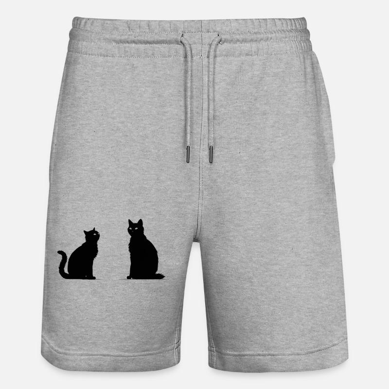Silhouette noire de deux chats. - Short de jogging bio TRAINER Stanley/Stella unisexe - gris chiné