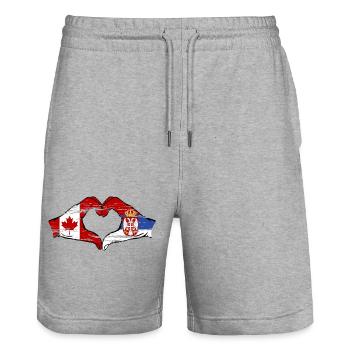 Canada Serbie Mains Forme Coeur Utilisé - Short de jogging bio TRAINER Stanley/Stella unisexe - gris chiné - Devant - Nik (191cm) & Marisol (170cm)