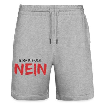 Before you ask: No - Stanley/Stella Trainer Unisex Organic Jogging Shorts - heather grey - Front - Nik (191cm) & Marisol (170cm)