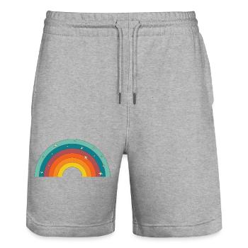 Arc-en-Ciel Rétro - Short de jogging bio TRAINER Stanley/Stella unisexe - gris chiné - Devant - Nik (191cm) & Marisol (170cm)