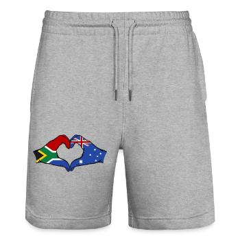 Afrique du Sud Australie Drapeau Mains Coeur Forme - Short de jogging bio TRAINER Stanley/Stella unisexe - gris chiné - Devant - Nik (191cm) & Marisol (170cm)