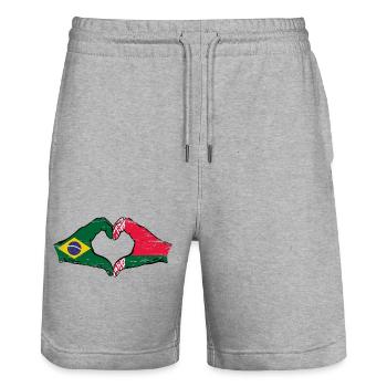 Brasilien Belarus Flagge Hände Herzform used - Stanley/Stella Unisex Bio Joggingshorts Trainer  - Grau meliert - Vorne - Nik (191cm) & Marisol (170cm)