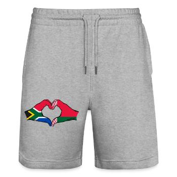 Südafrika Belarus Flagge Hände Herzform - Stanley/Stella Unisex Bio Joggingshorts Trainer  - Grau meliert - Vorne - Nik (191cm) & Marisol (170cm)