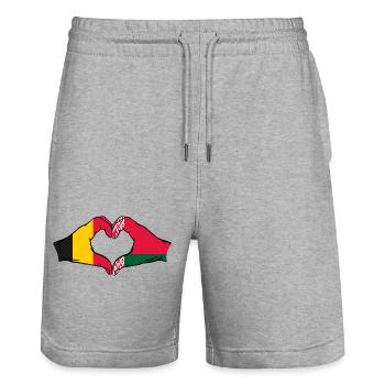 Belgien Belarus Flagge Hände Herzform - Stanley/Stella Unisex Bio Joggingshorts Trainer  - Grau meliert - Vorne - Nik (191cm) & Marisol (170cm)