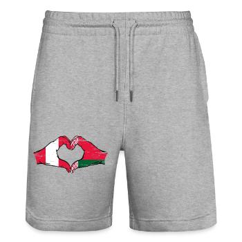Peru Belarus Flagge Hände Herzform used - Stanley/Stella Unisex Bio Joggingshorts Trainer  - Grau meliert - Vorne - Nik (191cm) & Marisol (170cm)