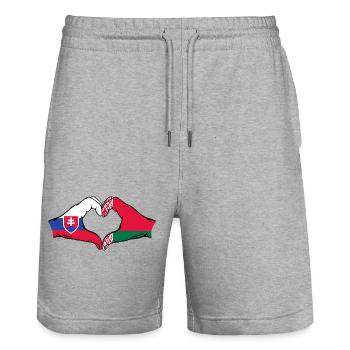 Slowakei Belarus Flagge Hände Herzform - Stanley/Stella Unisex Bio Joggingshorts Trainer  - Grau meliert - Vorne - Nik (191cm) & Marisol (170cm)