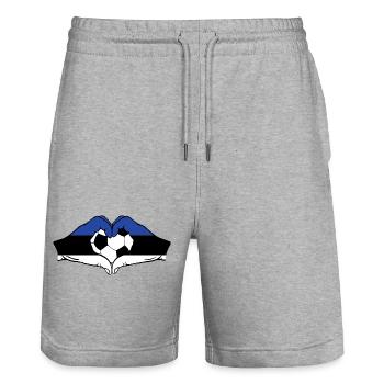 Estland Flagge Fußball Hände Herzform - Stanley/Stella Unisex Bio Joggingshorts Trainer  - Grau meliert - Vorne - Nik (191cm) & Marisol (170cm)