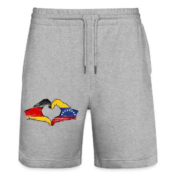 Allemagne Venezuela Drapeau Mains Coeur Forme Utilisé - Short de jogging bio TRAINER Stanley/Stella unisexe - gris chiné - Devant - Nik (191cm) & Marisol (170cm)
