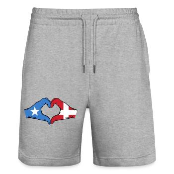 Somalie Danemark Drapeau Mains Coeur Forme - Short de jogging bio TRAINER Stanley/Stella unisexe - gris chiné - Devant - Nik (191cm) & Marisol (170cm)