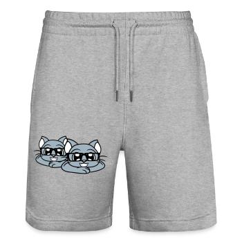 2 Clever Nerd Cats Lunettes à monture de corne Geek Eyewear Team - Short de jogging bio TRAINER Stanley/Stella unisexe - gris chiné - Devant - Nik (191cm) & Marisol (170cm)