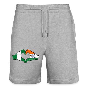 Nigeria Indien Flagge Hände Herzform used - Stanley/Stella Unisex Bio Joggingshorts Trainer  - Grau meliert - Vorne - Nik (191cm) & Marisol (170cm)