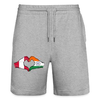 Peru Indien Flagge Hände Herzform used - Stanley/Stella Unisex Bio Joggingshorts Trainer  - Grau meliert - Vorne - Nik (191cm) & Marisol (170cm)