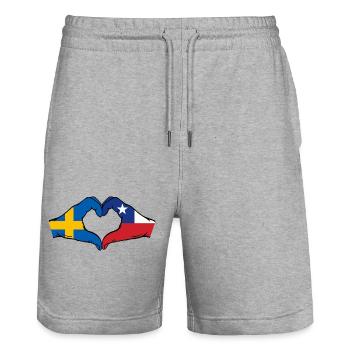 Suède Chili Drapeau Mains Coeur Forme - Short de jogging bio TRAINER Stanley/Stella unisexe - gris chiné - Devant - Nik (191cm) & Marisol (170cm)