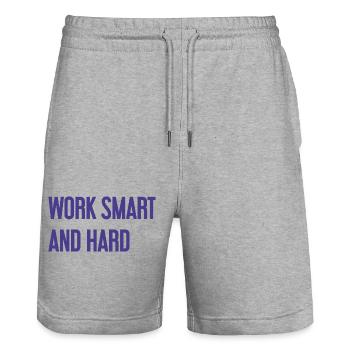 Work Smart and Hard – Erfolgs-Motto für Macher - Stanley/Stella Unisex Bio Joggingshorts Trainer  - Grau meliert - Vorne - Nik (191cm) & Marisol (170cm)