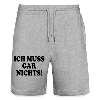 Ich muss gar nichts - Stanley/Stella Unisex Bio Joggingshorts Trainer  - Grau meliert - Vorne - Nik (191cm) & Marisol (170cm)