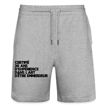 30 Jahre - Stanley/Stella Unisex Bio Joggingshorts Trainer  - Grau meliert - Vorne - Nik (191cm) & Marisol (170cm)