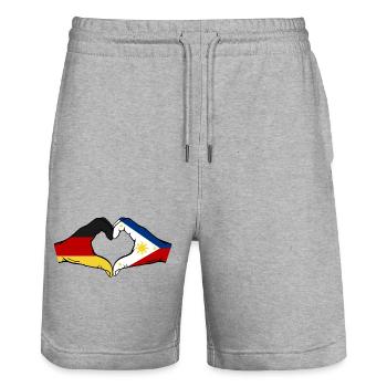 Deutschland Philippinen Flagge Hände Herzform - Stanley/Stella Unisex Bio Joggingshorts Trainer  - Grau meliert - Vorne - Nik (191cm) & Marisol (170cm)