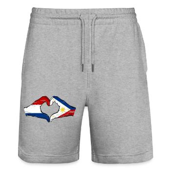 Hollande Philippines Drapeau Mains Coeur Forme Utilisé - Short de jogging bio TRAINER Stanley/Stella unisexe - gris chiné - Devant - Nik (191cm) & Marisol (170cm)