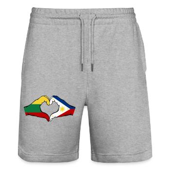 Litauen Philippinen Flagge Hände Herzform - Stanley/Stella Unisex Bio Joggingshorts Trainer  - Grau meliert - Vorne - Nik (191cm) & Marisol (170cm)